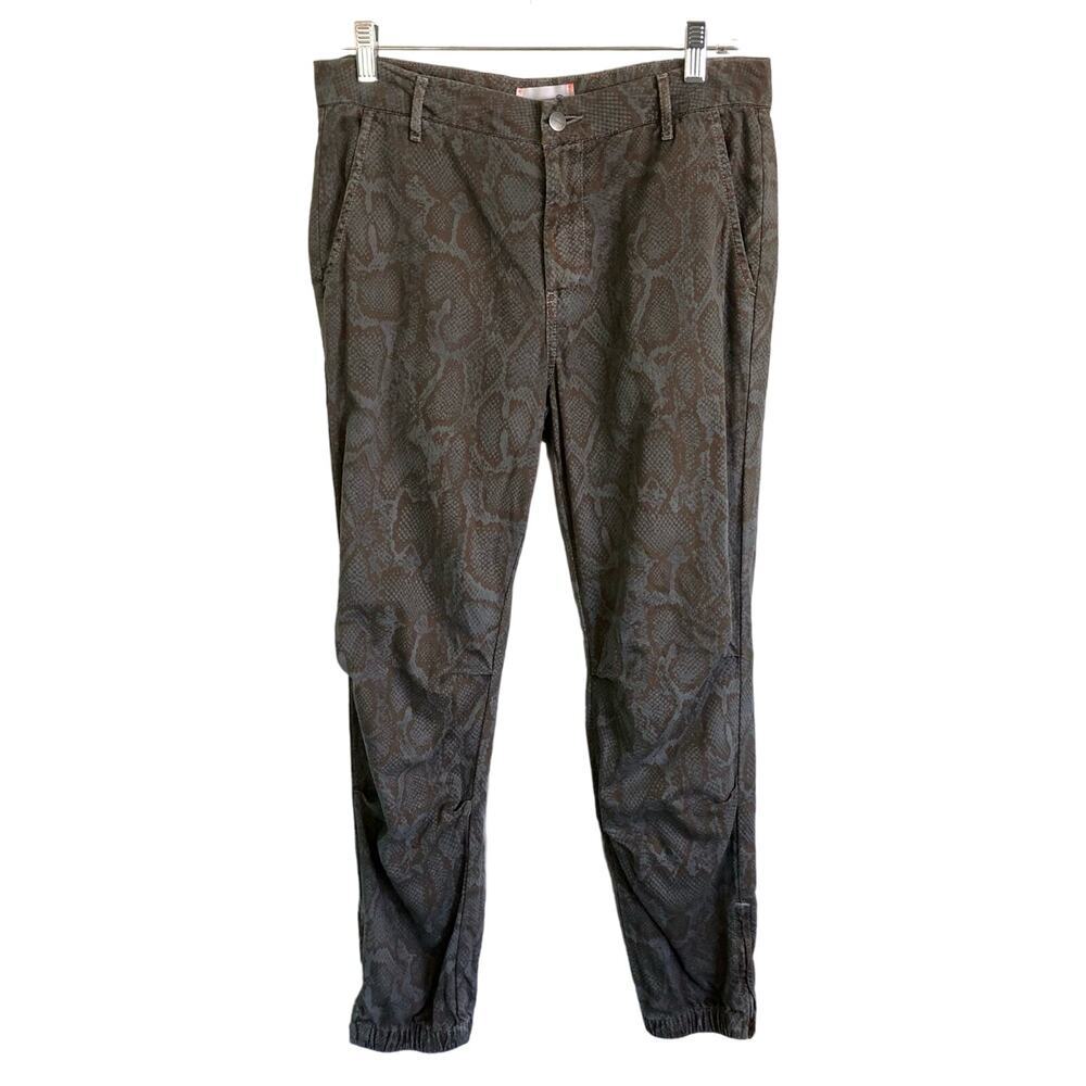 Sundry Python Joggers in Smoke Cotton Pants Ankle Zip Gray & Brown Size 27"